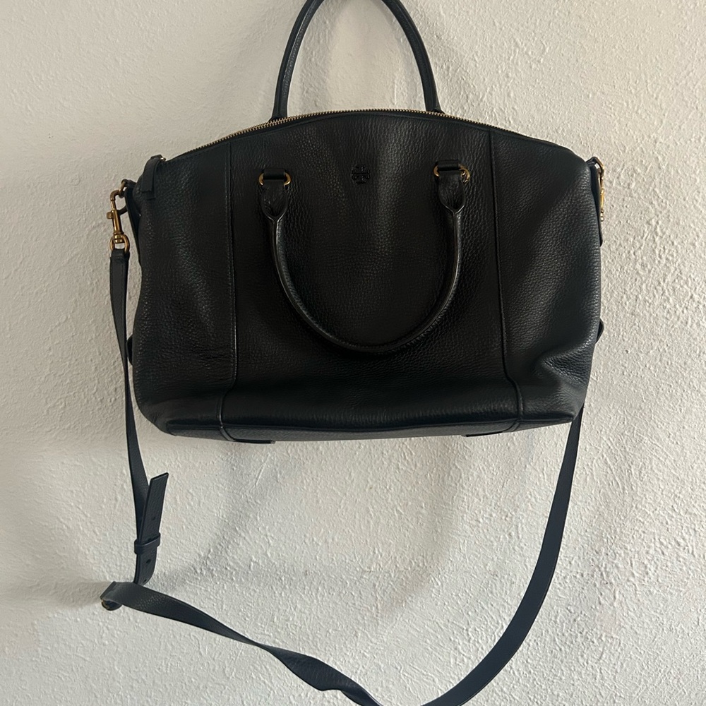 Tory Burch Elegant Black Leather Satchel